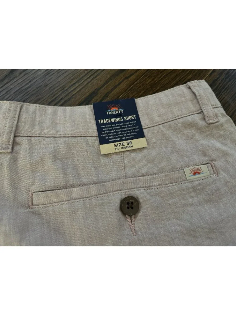 NWT FAHERTY Mens Tradewinds Shorts 7.5” Inseam Linen Blend Maui Mauve Sz 38 $128